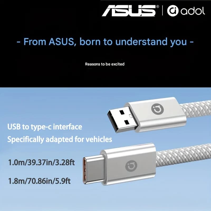 ASUS 60W USB to Type C Fast Charging Cable for Iphone 17 Pro Max 16 Plus 15 Samsung Xiaomi Carplay Charge Data Line - 2