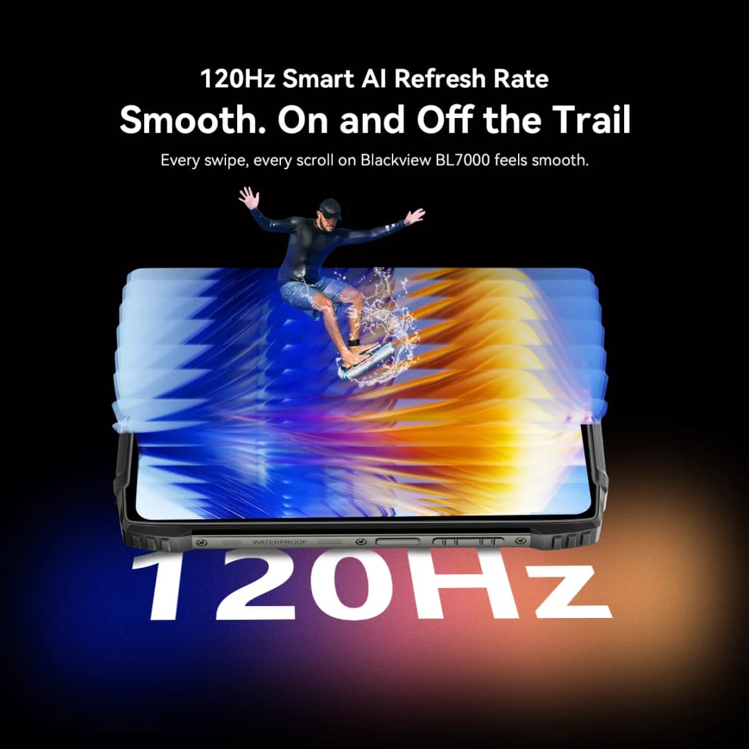 هاتف بلاك فيو BL7000 5G الذكي المتين مع ذكاء اصطناعي، أندرويد 15، شاشة 6.78 بوصة HD+2.4K بمعدل تحديث 120 هرتز، ذاكرة وصول عشوائي 8 جيجابايت، ذاكرة داخلية 256 جيجابايت، بطارية 7500 مللي أمبير - 4