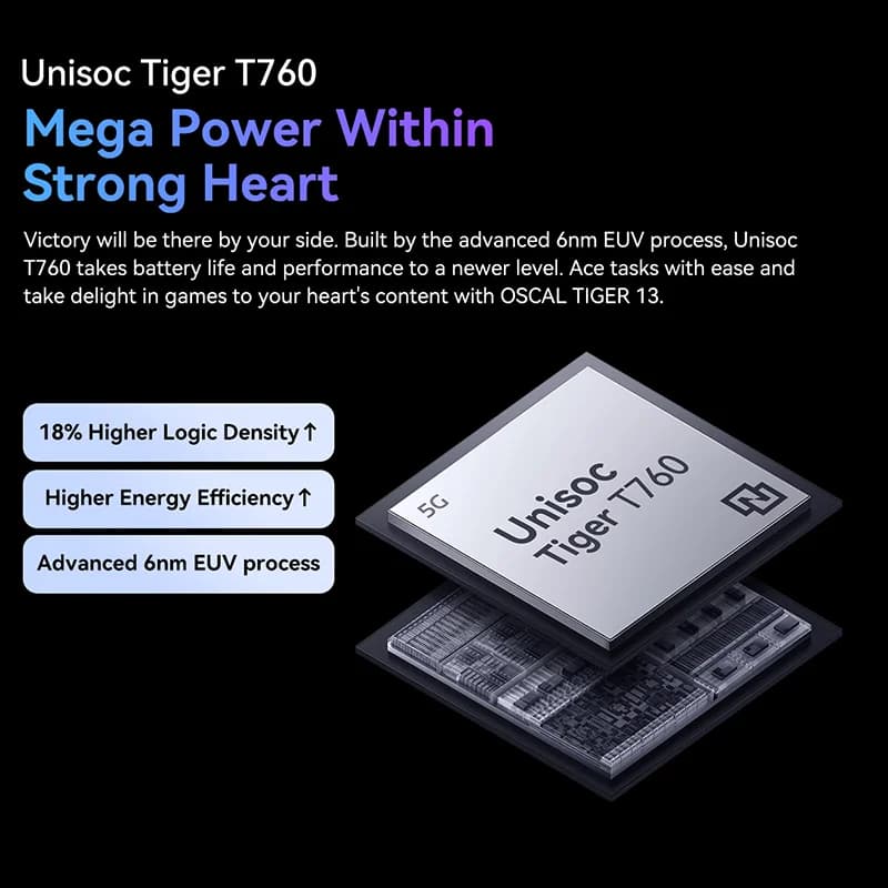 Blackview Oscal Tiger 13 5G Smartphone 6.67 inch 90Hz IPS Display NFC 5000mAh Unisoc T760 256GB 50MP AI Camera Mobile Phone - 5