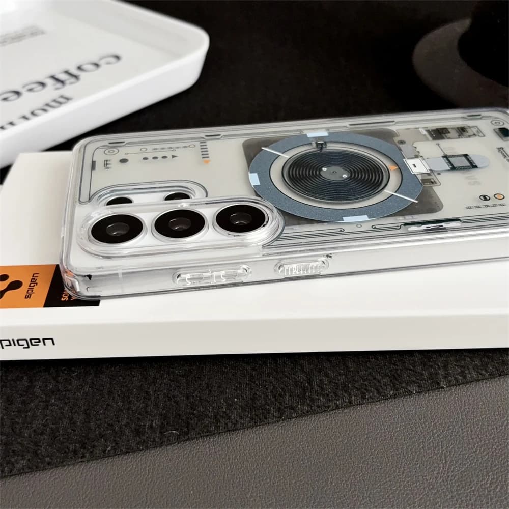 غطاء Spigen المغناطيسي الناعم والشفاف لطرازات Samsung Galaxy S26 Ultra وS25 وS24 وS23 Ultra Plus، متوافق مع Magsafe - 5
