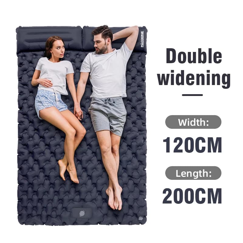 PACOONE Outdoor Camping Double Inflatable Mattress Extra Wide Sleeping Pad Ultralight Folding Bed Sleeping Mat Car Travel Mat - 5