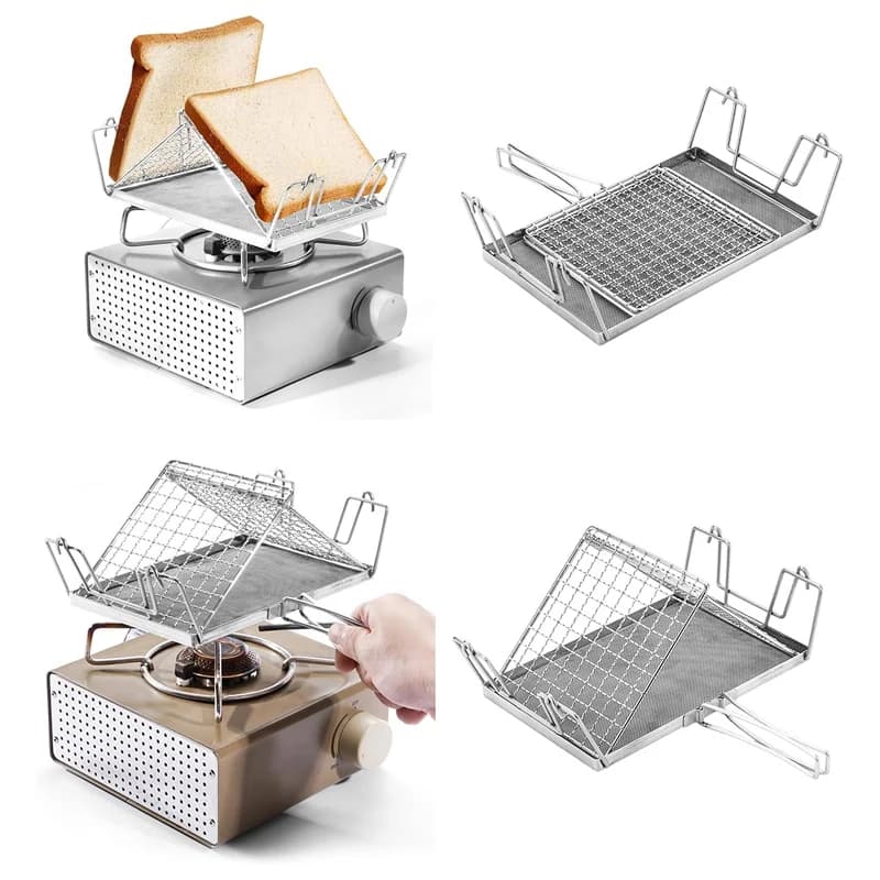 Stainless Steel Foldable Portable Toaster Rack for Camping Hiking and Picnics Versatile Baking Wire Rack Outdoor Use - 6