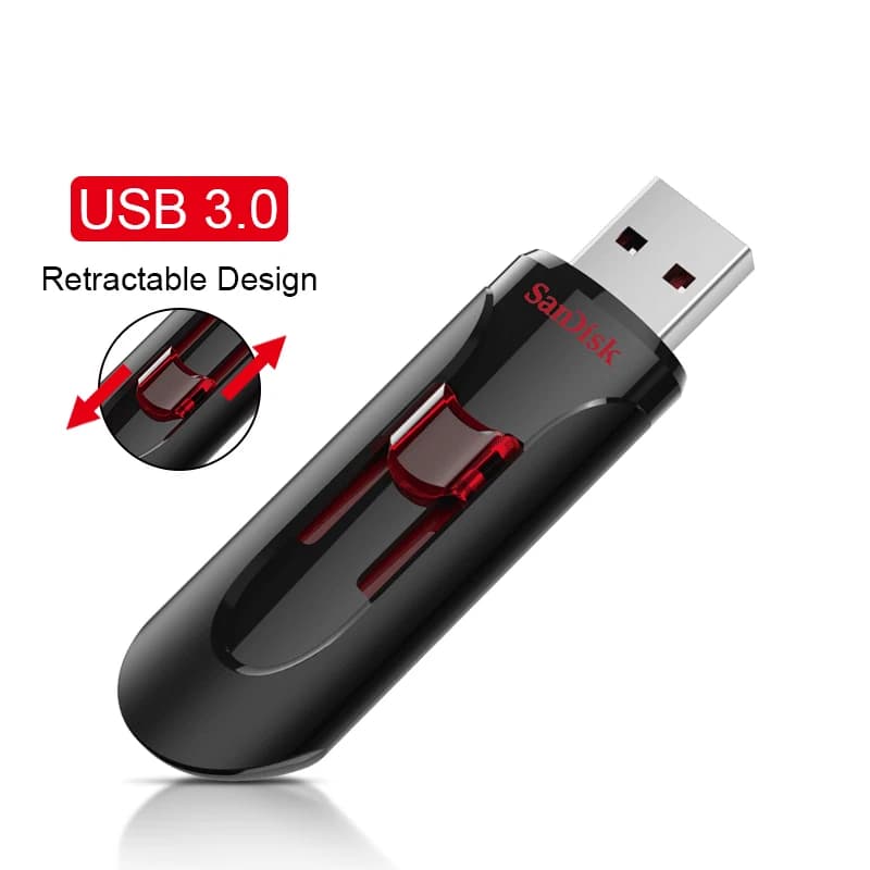 سان ديسك كروزر جلايد 3.0 محرك أقراص فلاش USB بسعات 256 جيجابايت و128 جيجابايت و64 جيجابايت و32 جيجابايت و16 جيجابايت مع منفذ USB 3.0 - 2