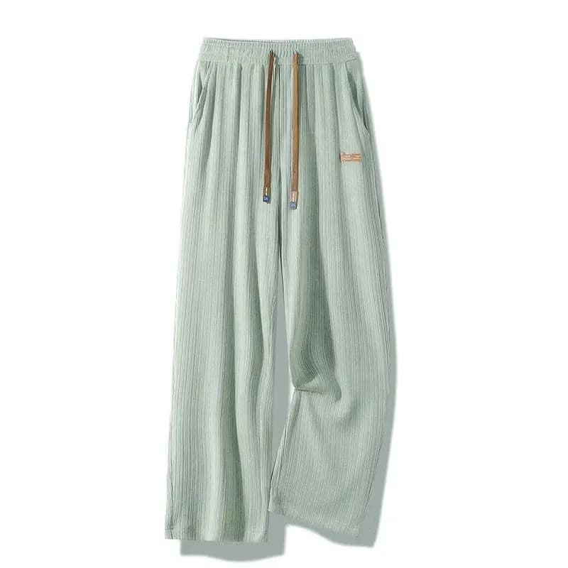 Ice Silk Thin Men's Summer Casual Pants Draping Large Size Straight Leg Long Trousers Hong Kong Style INS Trendy Student Wide... - 5