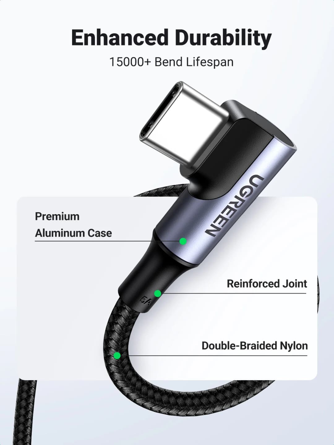 UGREEN 90 Degree USB-C Cable PD100W/60W Type-C Gaming Right Angle Charging Cable 5A/3A for iPhone 17/16 Samsung MacBook 0.5-3M - 6