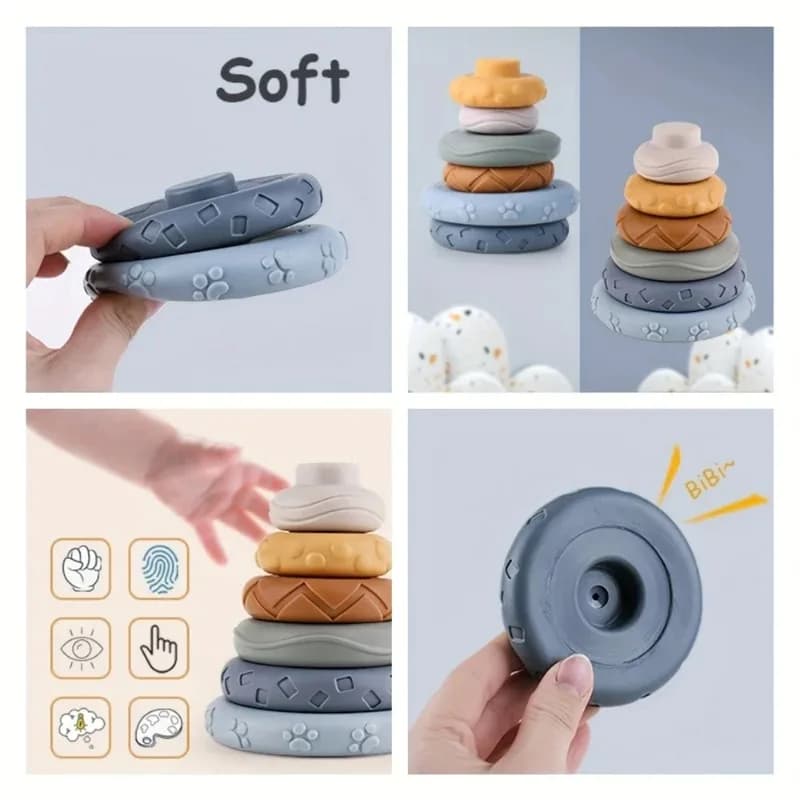 Montessori Baby Sensory Intellectual Development Toy Koala Stacking Tower Fine Motor Skills Developing Learning Set - 4