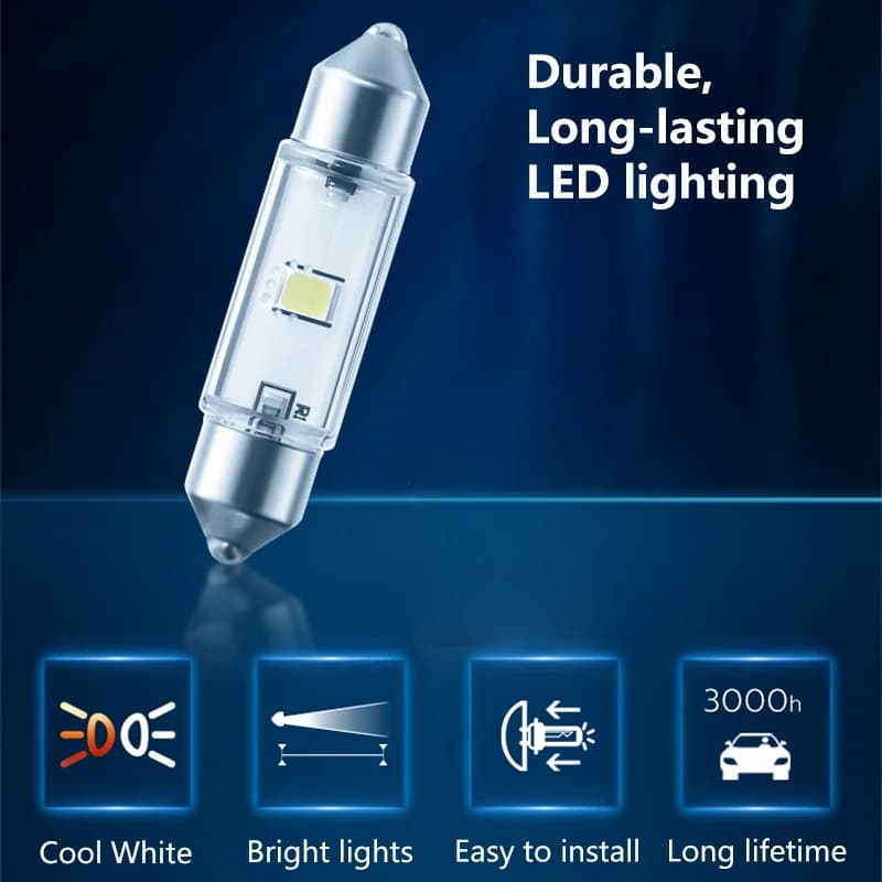 مصابيح جانبية للسيارة Philips Ultinon Pro3000 C5W LED، 38mm و30mm و43mm، إضاءة داخلية بيضاء باردة 6000K، مصباح قراءة، قطعة واحدة - 2