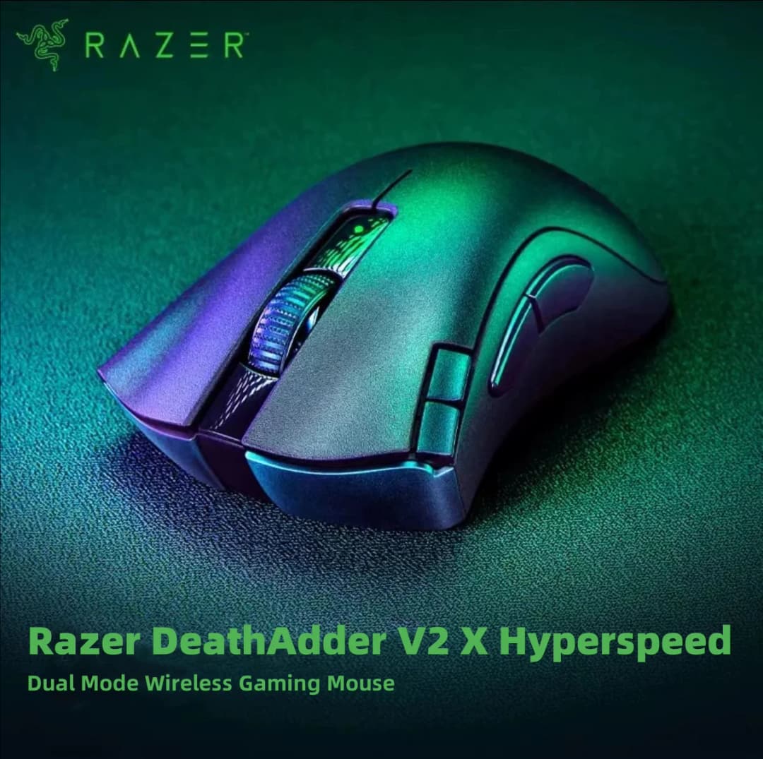 ماوس الألعاب اللاسلكي Razer DeathAdder V2 X HyperSpeed مع 7 أزرار قابلة للبرمجة من الجيل الثاني ومفتاح ميكانيكي 5G وحساس بصري 14K DPI