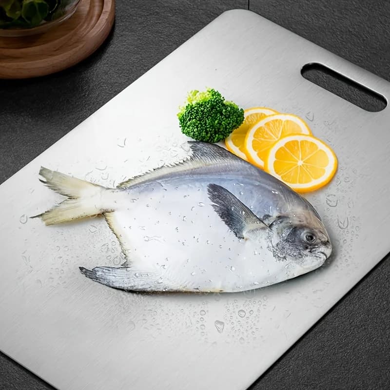 2pcs Stainless Steel Cutting Board Set - Heavy Duty Non-Slip for Meat & Vegetables | BPA Free & Rust Proof - 4