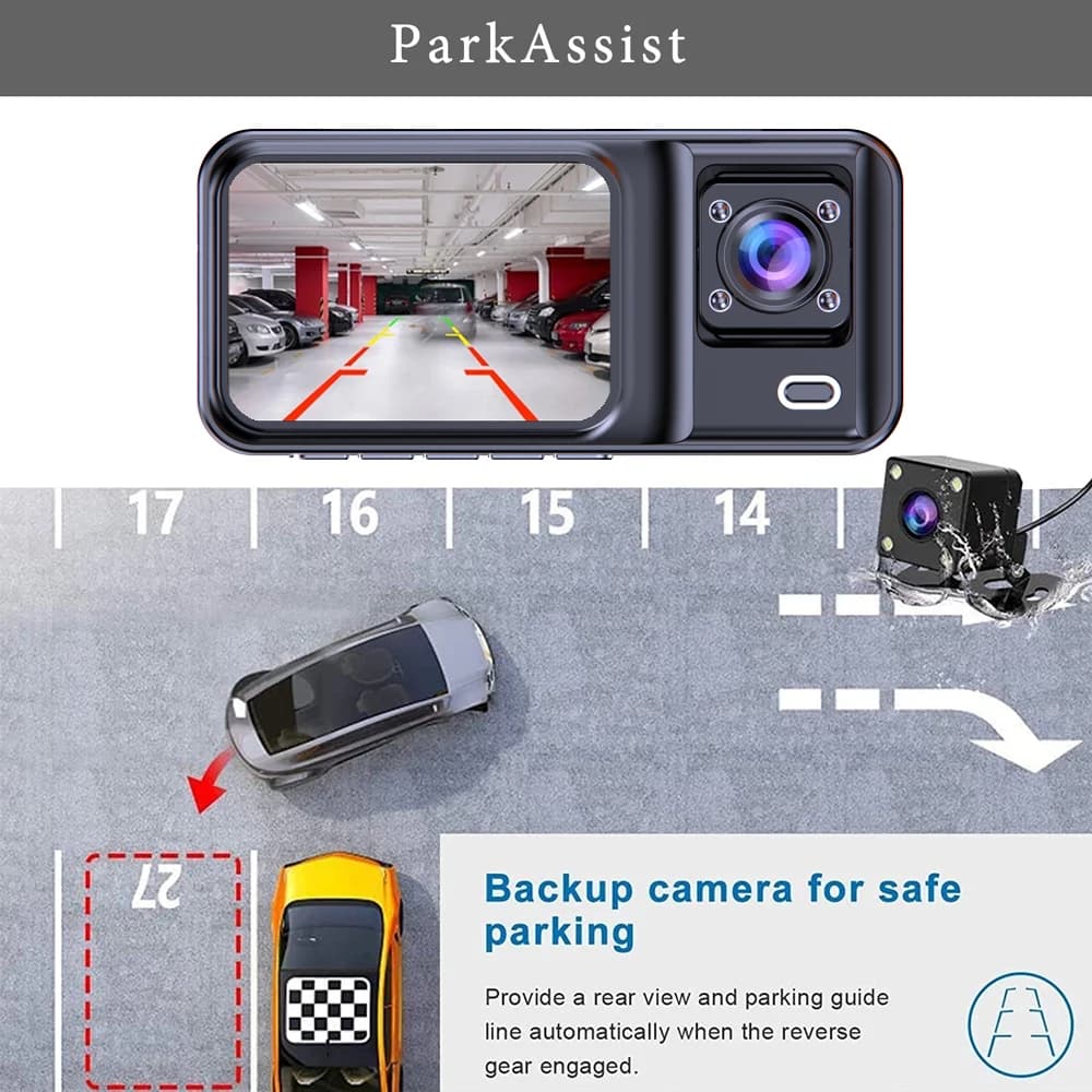 3 Channel Dash Cam for Cars Camera Black Box 3Ch/2Ch 1080P Video Recorder Rear View Camera for Vehicle Car DVR car accessories - 4
