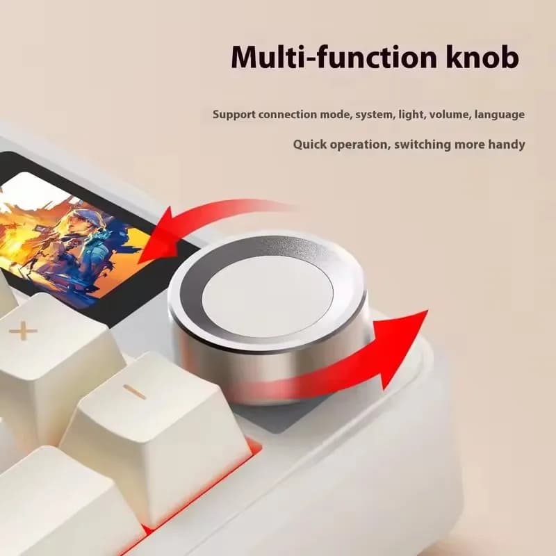 لوحة مفاتيح ميكانيكية AULA F108 Pro للألعاب، ثلاثية الوضع، مخصصة، متعددة المقابض، شاشة RGB، مع شاشة TFT الذكية - 4