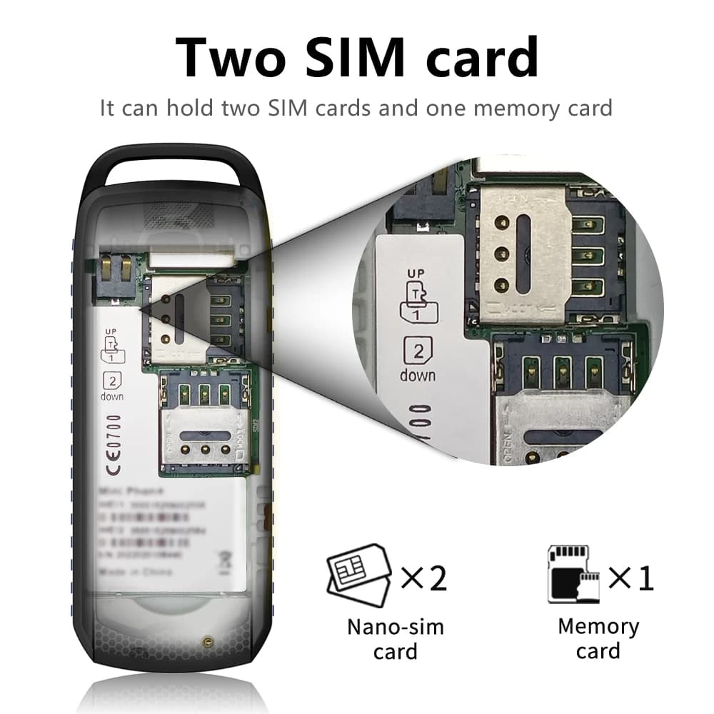 هاتف محمول صغير بزر SERVO B25 انتظار لبطاقتي SIM بلوتوث طلب محيط ارتداء قائمة سوداء أصغر هواتف احتياطية للرياضات - 3
