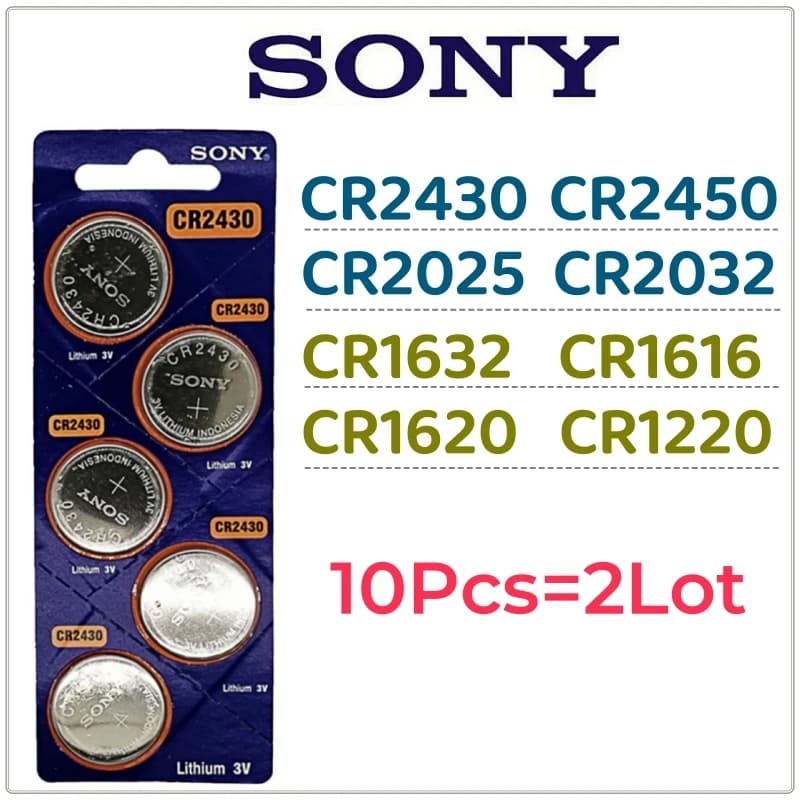 10Pcs Original Sony CR2450 CR2430 CR2032 CR2025 CR1632 CR1616 CR1620 CR1220 cr1220 cr2032 cr2025 cr2430 Battery cr 2032 batteria