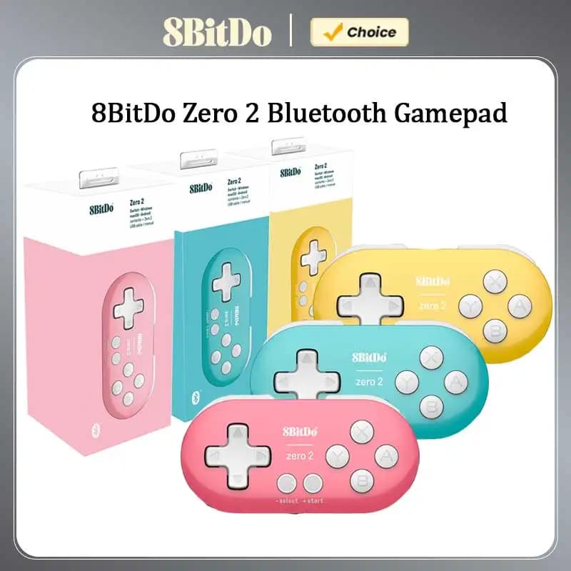 وحدة تحكم 8BitDo Zero 2 بلوتوث، وحدة تحكم ألعاب صغيرة لنينتندو سويتش كمبيوتر ويندوز أندرويد ماك أو إس.