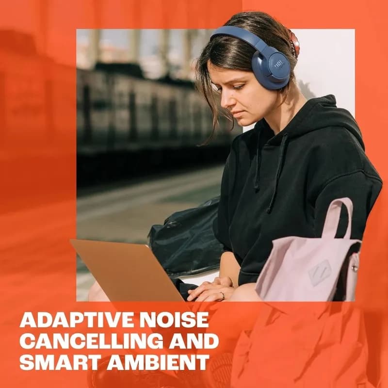 سماعات رأس لاسلكية أصلية JBL Tune 770NC، إلغاء ضوضاء تكيفي، محيط ذكي، بلوتوث 5.3، شحن سريع أصلي وشائع - 2