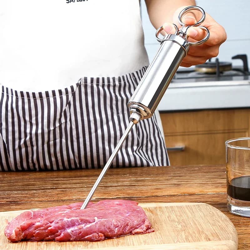 Grill 2-oz Marinade Seasoning Injector Turkey Meat Injectors Stainless Steel Cooking Syringe Injection With 2-5 Needles - 4