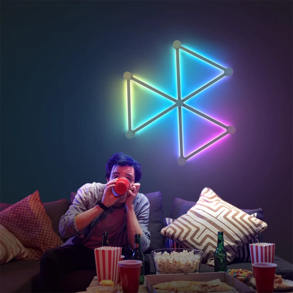 ضوء تجميع دي واي واي ضوء جو ضوء جدار ذكي RGB مصباح تحكم صوتي لغرفة الألعاب غرفة نوم بار ديكور ضوء ليلي - 4