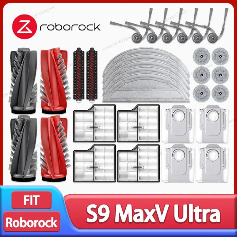 ملحق روبوت تنظيف Roborock S9 MaxV Ultra / Saros 10 / S90ver / A1460RR فرشاة جانبية رئيسية ممسحة قماش فلتر HEPA كيس غبار