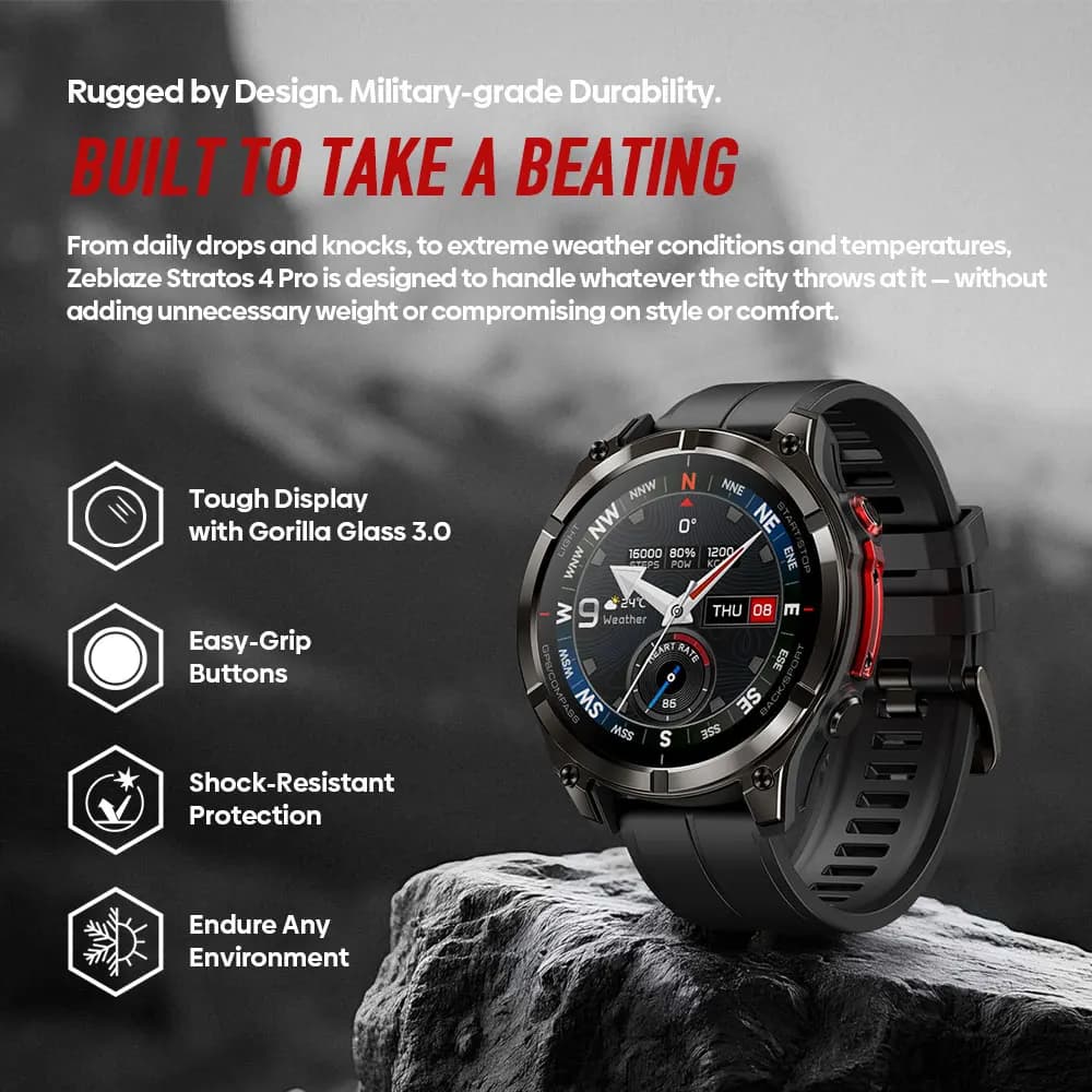 ساعة Zeblaze Stratos 4 Pro الذكية بنظام GPS، شاشة AMOLED مقاس 1.43 بوصة، كشاف مزدوج اللون، تخزين الموسيقى، أكثر من 170 وضع تمرين - 2