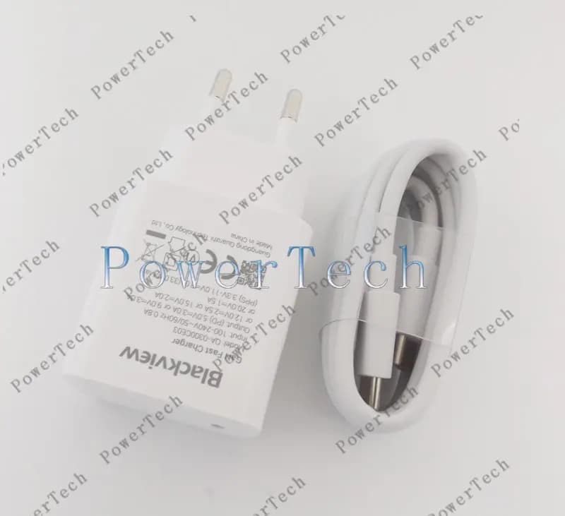 شاحن جديد وأصلي لبلاك فيو BV9300 مع محول شحن سريع وكابل USB وخط بيانات لهاتف بلاك فيو BV9300 الذكي - 4