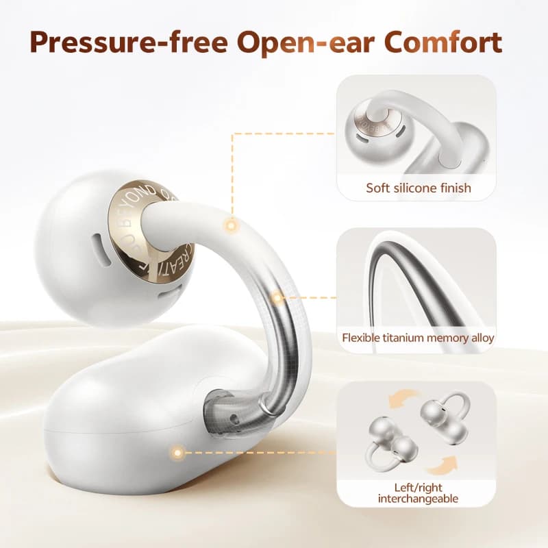 سماعات أذن كليب أون QCY Crossky C50 CT06 بلوتوث 6.0 مفتوحة الأذن بمحركات مزدوجة المغناطيس مع تعزيز الجهير 4 ميكروفونات مكالمات واضحة بتقنية الذكاء الاصطناعي 35 ساعة مقاومة للماء IPX5 - 2