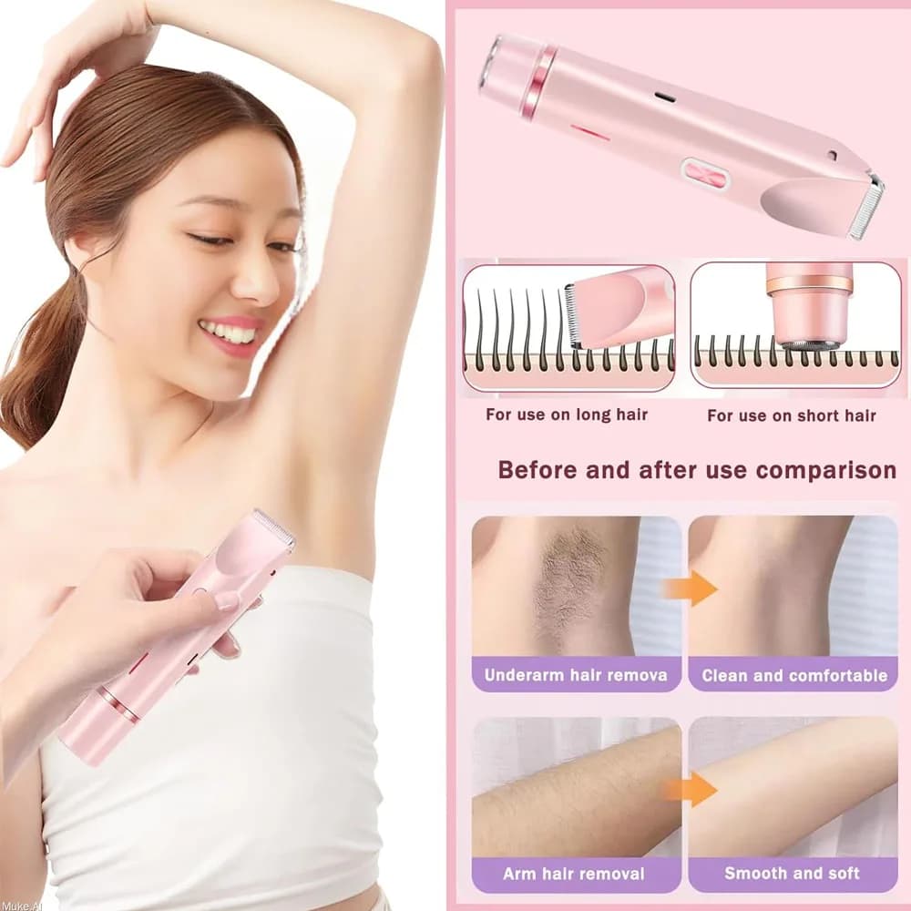2in1 Electric Epilator Razors Painless Bikini Trimmer Facial Mustache Shavers Body Hair Trimmer for Women Facial Hair Remover - 3