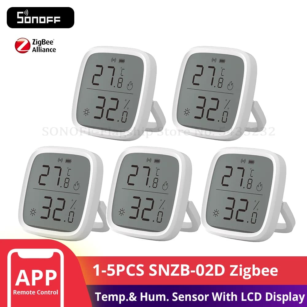 1-5 قطع SONOFF SNZB-02D مستشعر درجة الحرارة والرطوبة زيجبي مع شاشة LCD وحدة مراقبة منزلية ذكية لأليكسا وجوجل هوم