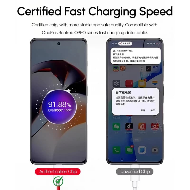 شاحن OnePlus SuperVOOC الأصلي 100 واط لهواتف OnePlus 15R و13 و12 و11 و12R وNord 4 وCE4 وAce 5 وOPPO وRealme مع كابل شحن سريع USB Type C - 5