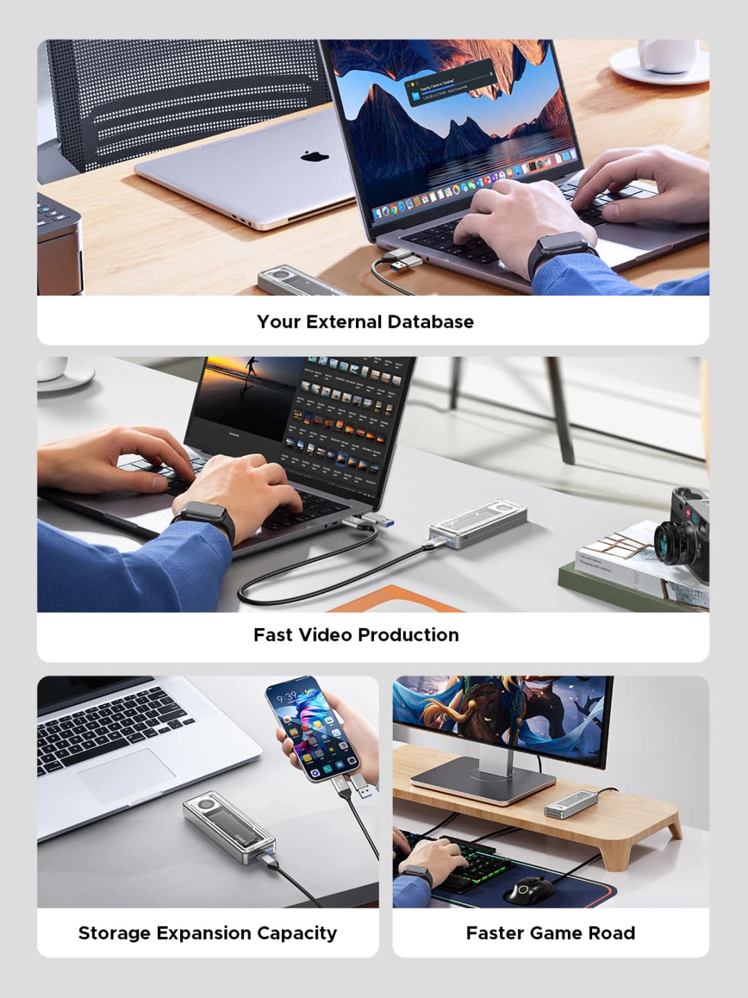 ORICO 40Gbps USB4 M.2 SSD Enclosure 8TB مع مروحة تبريد PCIe4.0 NVME Enclosure من الألومنيوم متوافق مع Thunderbolt 3/4 لجهاز Mac - 6