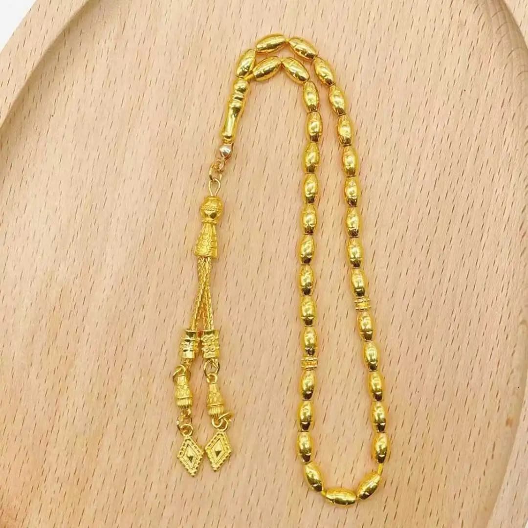 Elegant Alloy Prayer Beads, 4x7mm Gold/Silver Tasbih for Muslim, Solid Color Islamic Rosary, Perfect Daily Gift for Men & Women - 3