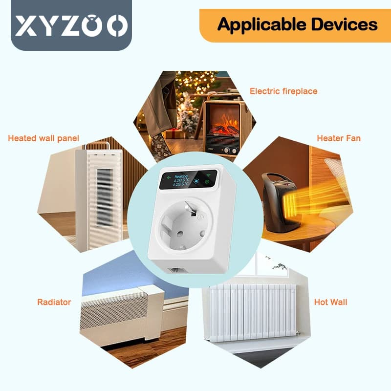 مقبس ذكي تيا واي فاي ترموستات 220V للتحكم في درجة الحرارة لتدفئة وتبريد الأرضيات مع دعم التحكم الصوتي لأليكسا وجوجل هوم - 2