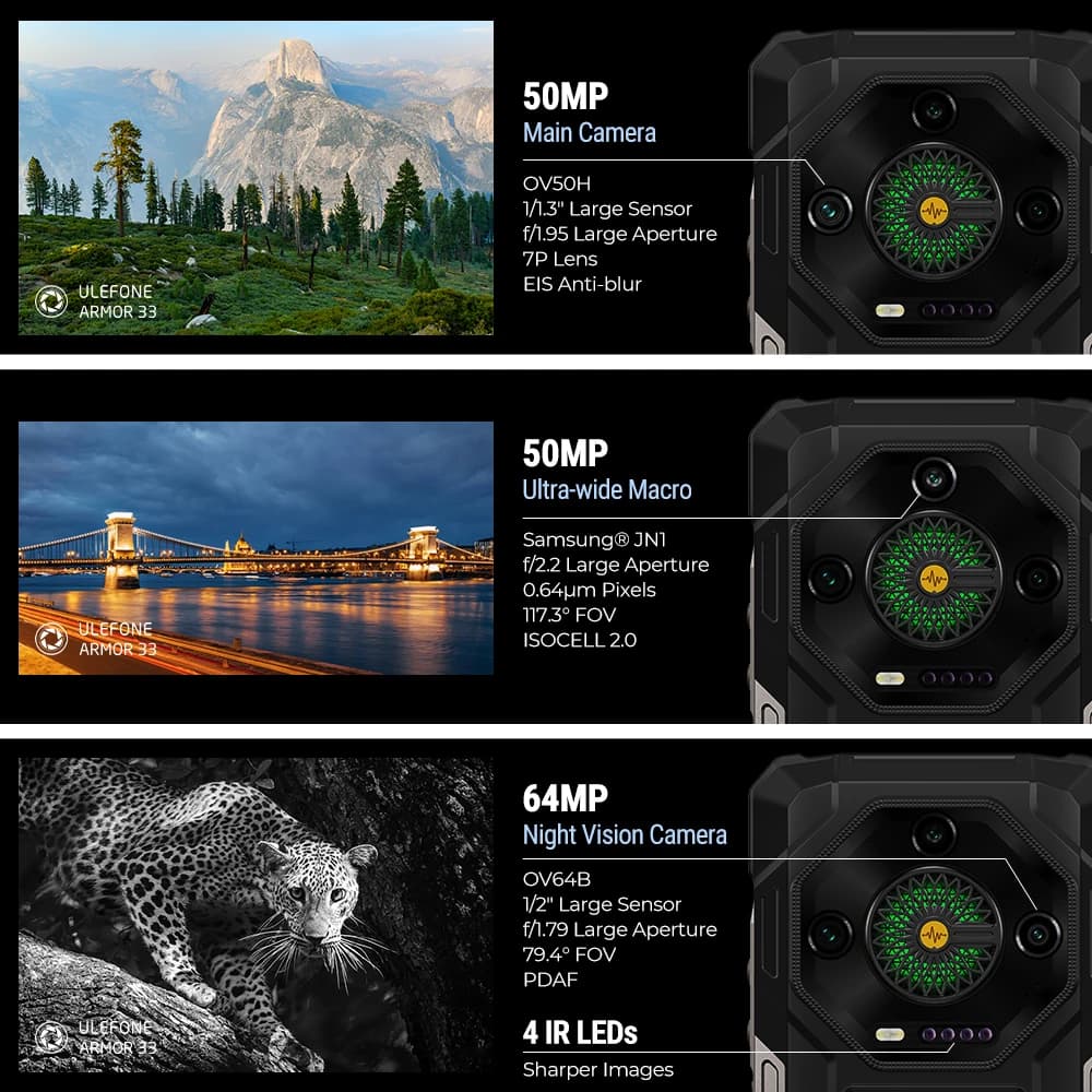 Ulefone Armor 33 4G Rugged Phone 25500 mAh 512GB ROM Up to 24GB RAM 120Hz 6.95" NFC Android 15 66W Smartphone Global Version - 4