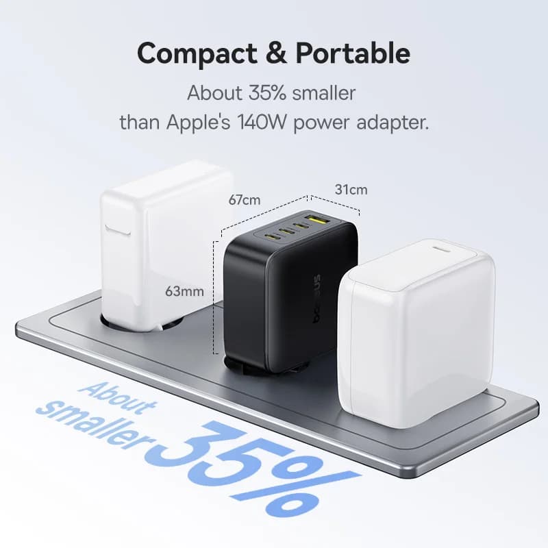 【عرض جديد】شاحن Baseus 140 واط GaN PD وشاحن USB C للشحن السريع لأجهزة Macbook والكمبيوتر اللوحي وشاحن الهاتف لهواتف iPhone 17 و16 و15 و14 - 4