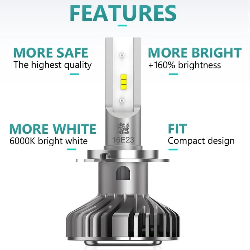 مصابيح أمامية Philips LED H1/H4/H7/H8/H11/H16/HB3/HB4 Ultinon، 6000K أبيض بارد، إضاءة ضباب سيارة ساطعة +160%، تصميم مدمج، زوج - 3
