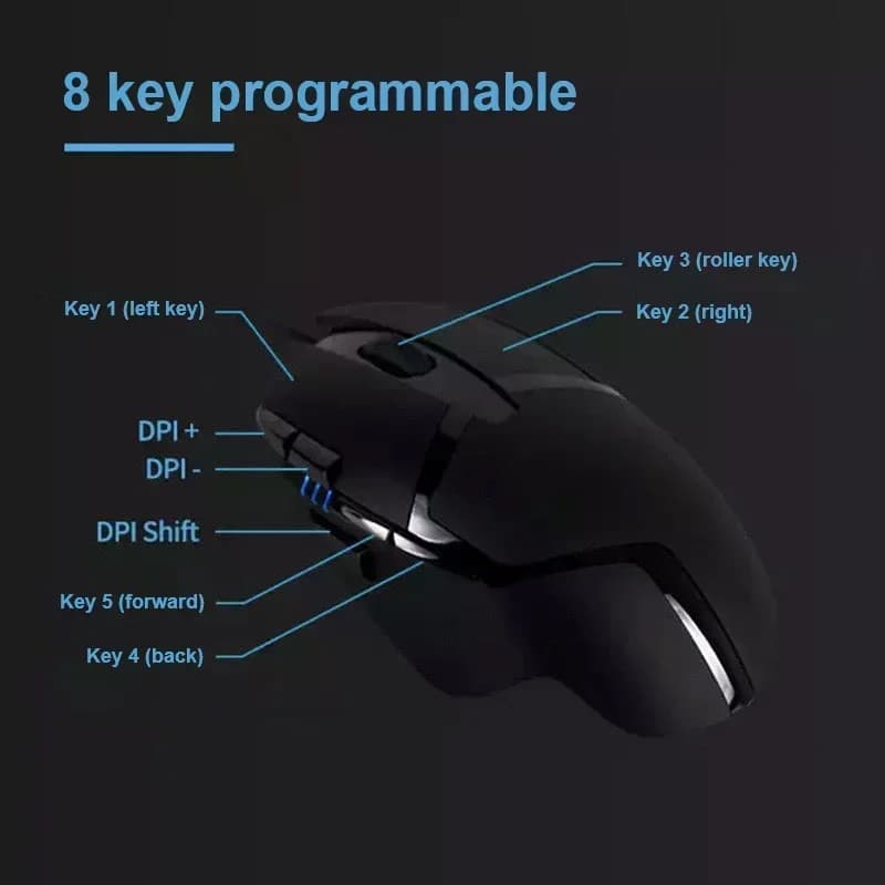 فأرة Logitech G402 Hyperion Fury سلكية للألعاب، بدقة 4000 DPI، خفيفة الوزن، مع 8 أزرار قابلة للبرمجة، بصرية، مناسبة للرياضات الإلكترونية - 3