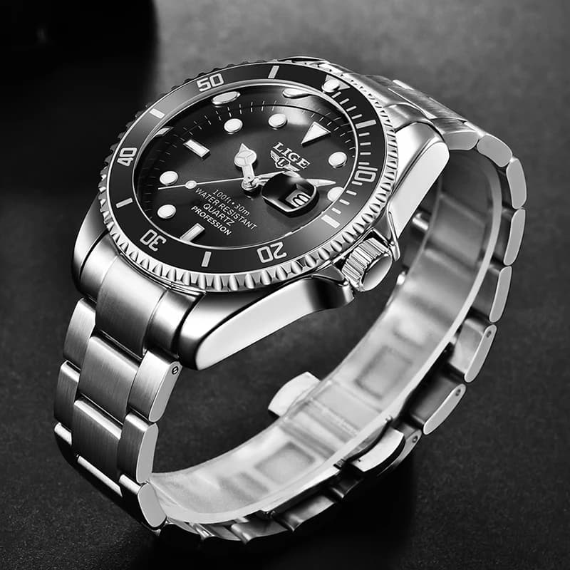 LIGE Top Brand Luxury Mens Watches Fashion Business Men's Quartz Wristwatches Waterproof Luminous Date Chronograph Montre Homme - 4