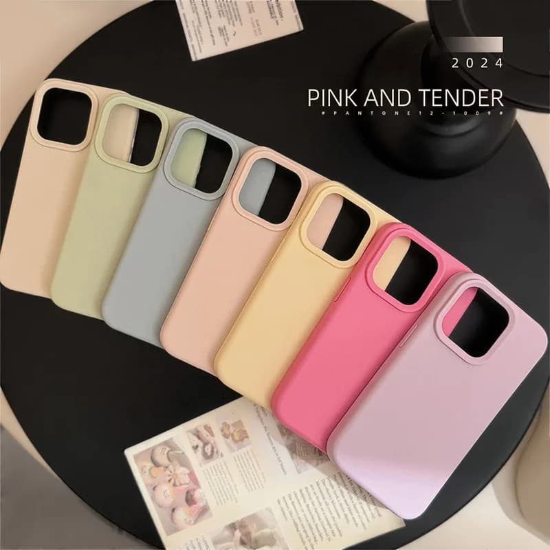 Dopamine-Inspired Silicone Solid Color Simple Fashion Phone Case for iPhone 18 17 Pro 16 Plus 16 18 Pro Max 15 14 13 12 11 Cover - 2