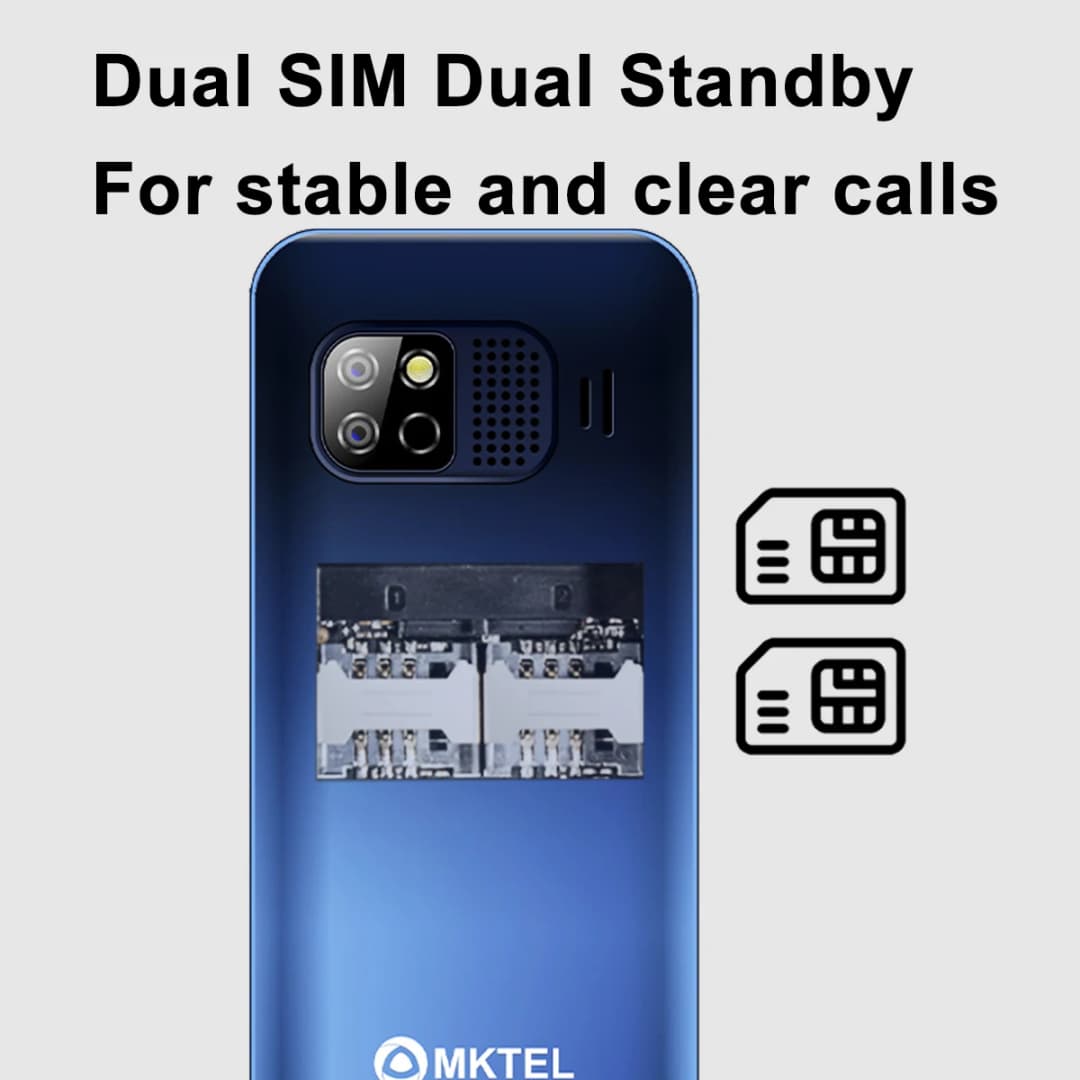 MKTEL OYE 3 Feature Phone 1.77inch Display 1800mAh Dual SIM Dual Standby MP3 MP4 FM Radio with Strong Torch Senior Phone - 3