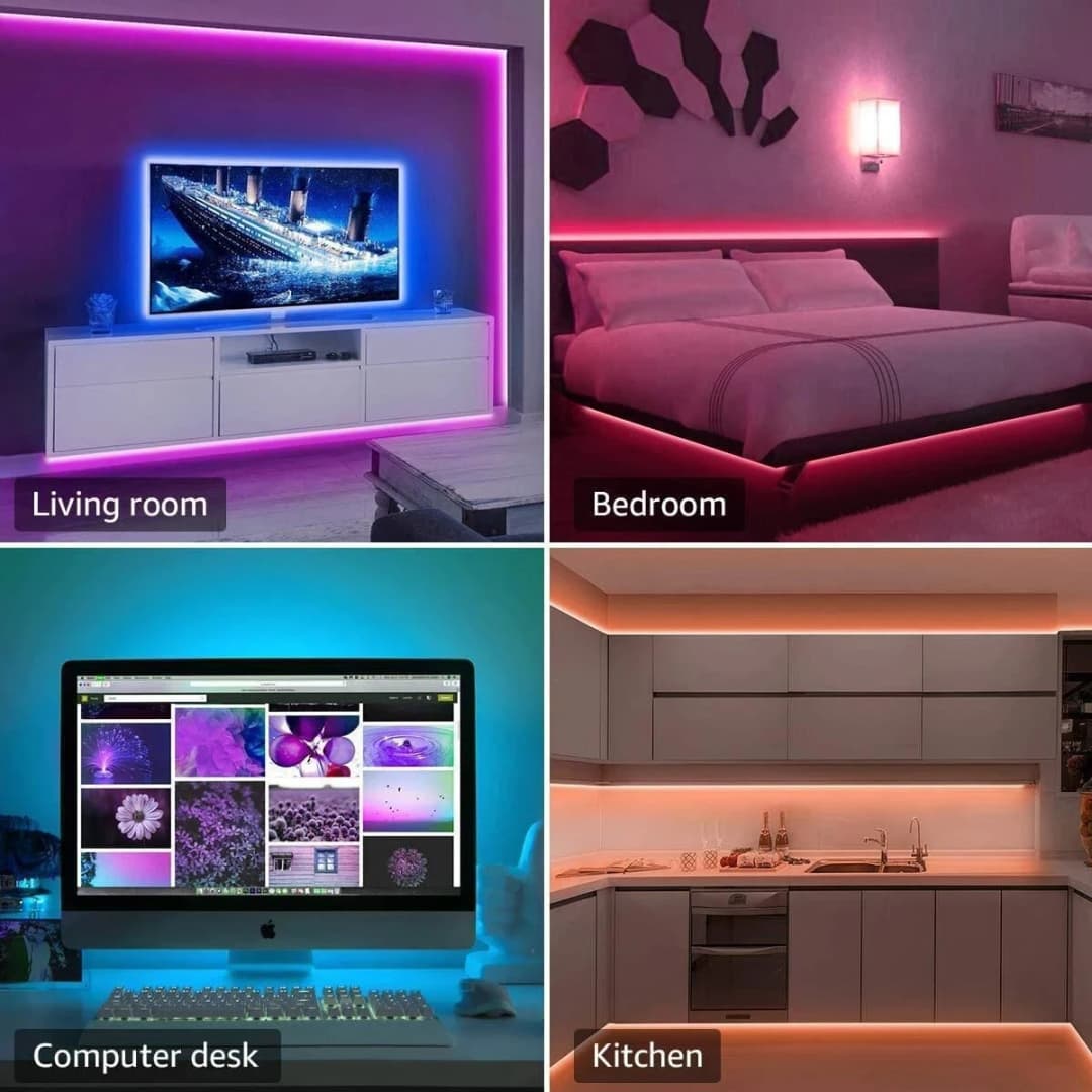 شريط إضاءة LED ذكي يدعم التطبيق والتحكم عن بعد، مع ميزات تغيير الألوان RGB، يمكن مزامنته مع الموسيقى لغرف الحفلات والديكور - 3