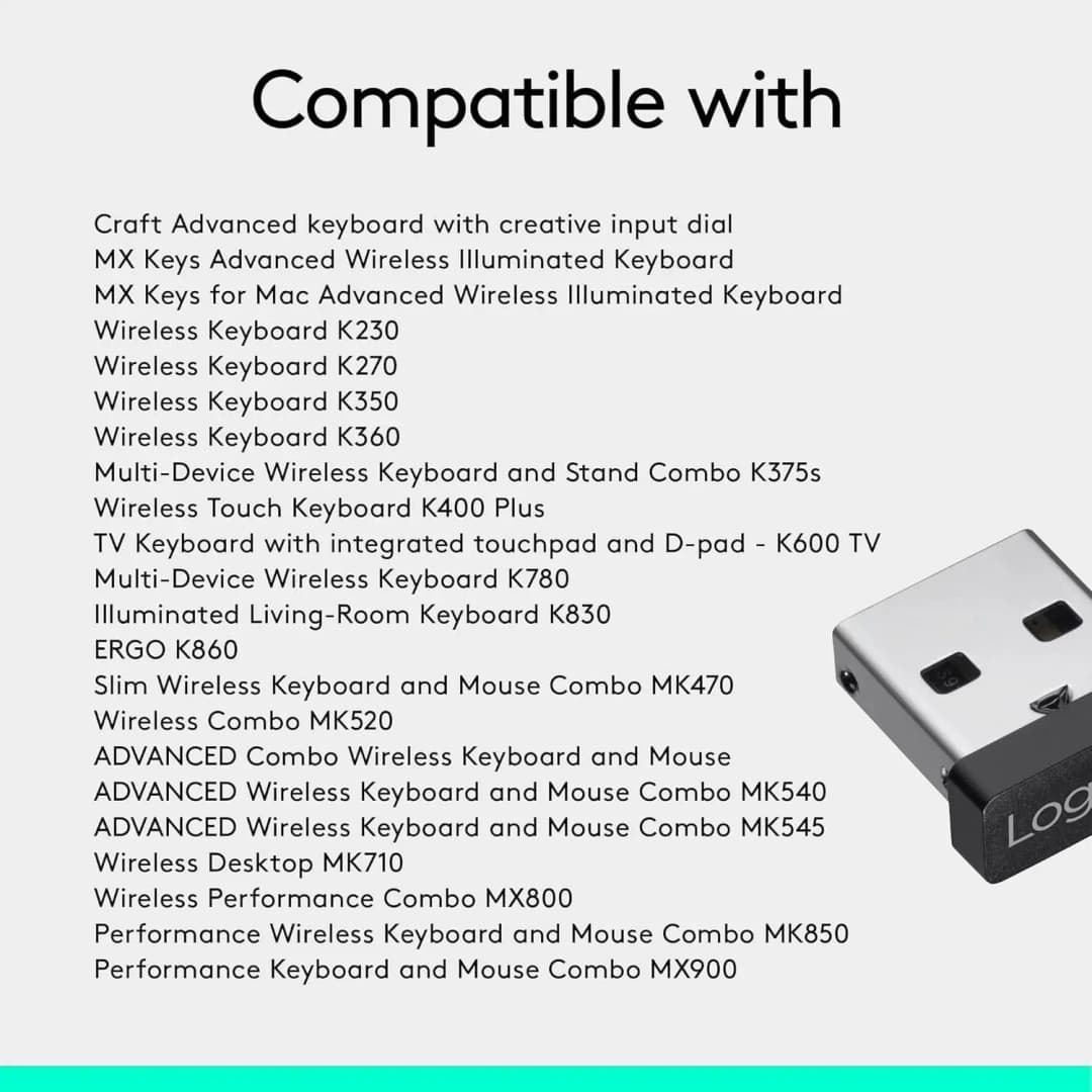 مستقبل USB موحد من لوجيتك، متوافق مع جميع الأجهزة الموحدة مثل الماوس والكيبورد اللاسلكية لأجهزة الكمبيوتر/ماك/اللاب توب - 3