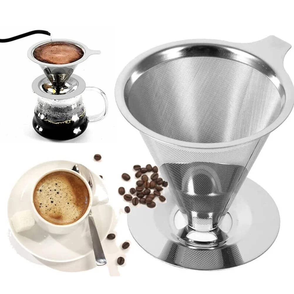 Reusable Coffee Filter Holder Double Layer Stainless Steel Coffee Tea Strainer Coffee Accessories Coffee Making Tool - 6