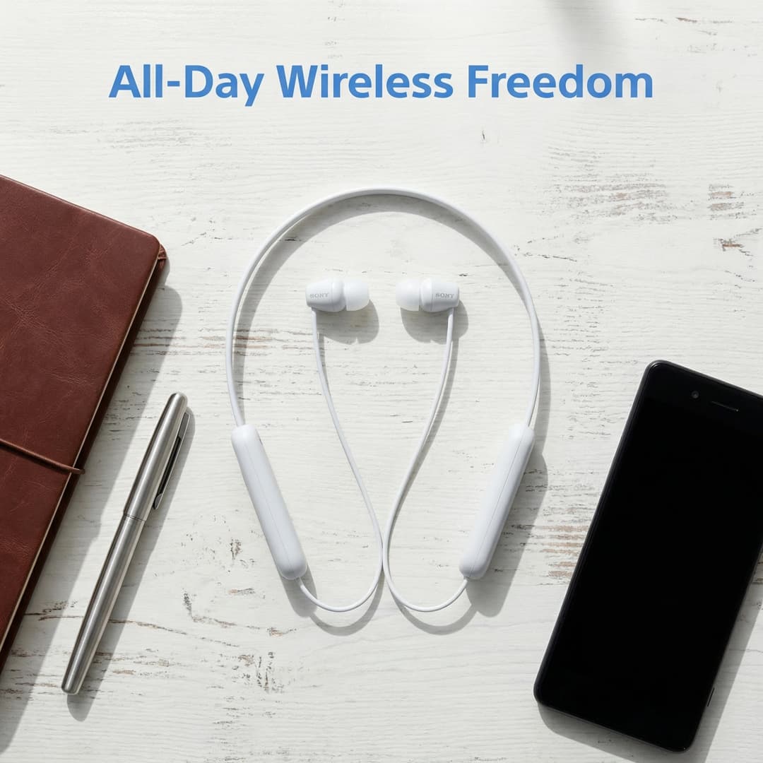 سماعات أذن بلوتوث لاسلكية ستيريو معلقة على الرقبة من SONY WI-C100 مقاومة للماء والعرق IPX4 بطارية تدوم حوالي 25 ساعة - 6
