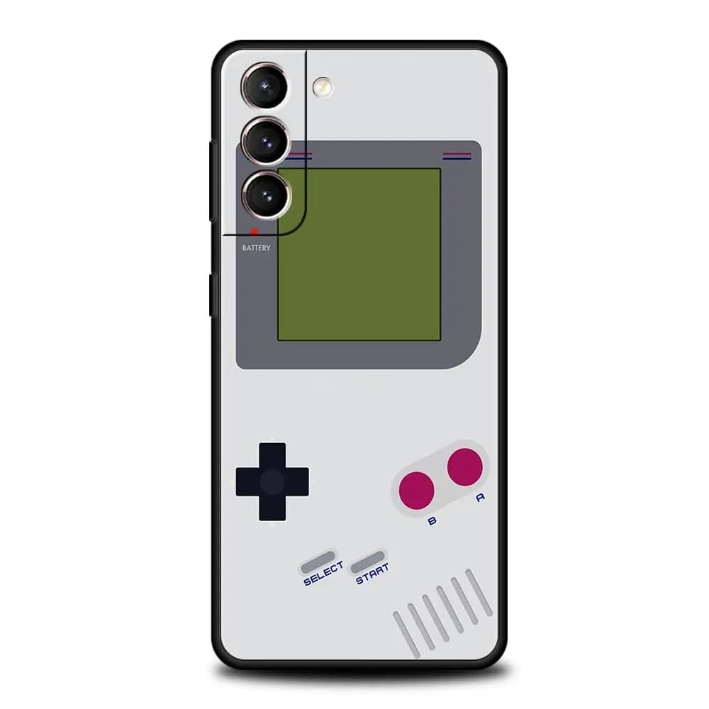 غطاء هاتف على شكل كاميرا شريط قديمة Gameboy لهواتف Samsung Galaxy Plus S24 S23 S22 S21 S20 Ultra FE 5G Plus S9 S10 S10E، لون أسود - 2