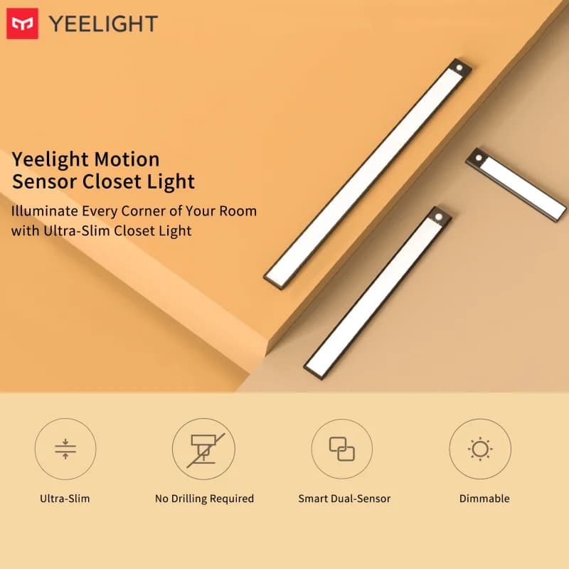 YEELIGHT Motion Sensor Closet Light LED Ultra-thin Light Rechargeable Magnetic Motion Sensor Wardrobe Corridor Night Light 2700K - 2