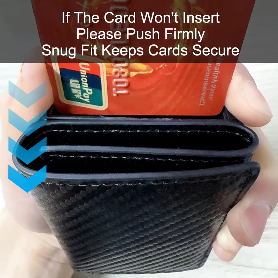 حامل بطاقات من ألياف الكربون مع تقنية RFID محفظة رجالية رفيعة مع جيب للعملات المعدنية وحافظة بطاقات الائتمان - 6