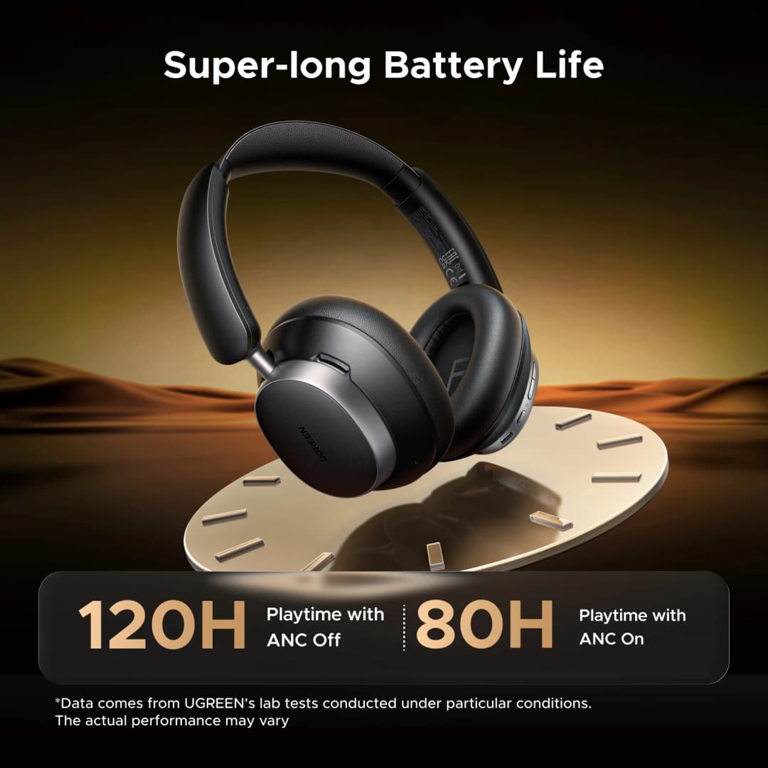 UGREEN Studio Pro 48dB ANC Wireless Headphones Over Ear Bluetooth Earphones Active Noise Cancellation Hi-Res LDAC 120h Playtime - 5