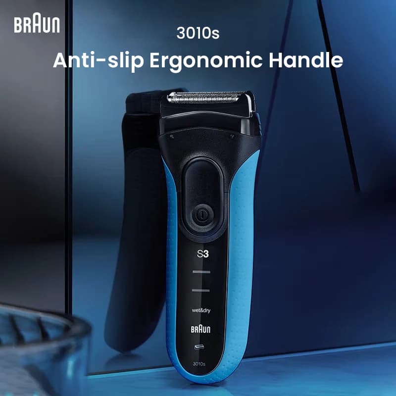 ماكينة حلاقة كهربائية براون Blue Series 3، شفرات متبادلة للرجال، قابلة لإعادة الشحن، مقاومة للماء، حلاقة جافة ورطبة للسفر