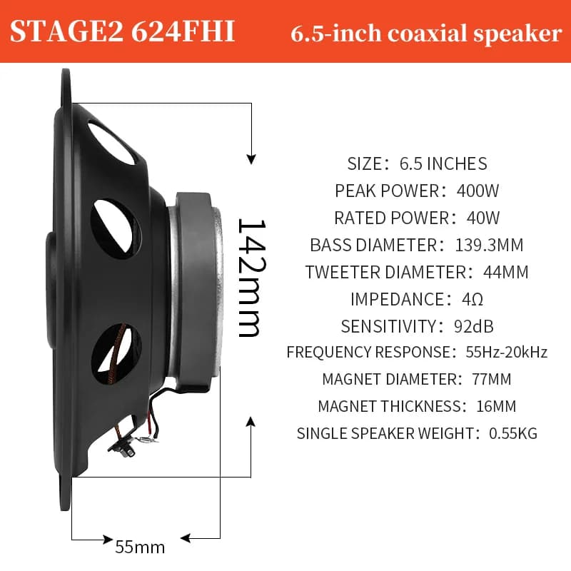 JBL car audio speaker 6.5-inch 400W coaxial speaker, car subwoofer, full-range treble and midrange stereo speaker - 3