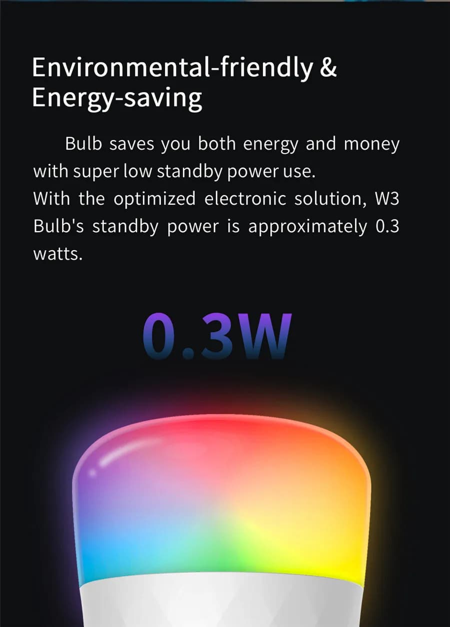 مصباح ليد ذكي Yeelight W3 E26 إضاءة محيطة ملونة/بيضاء تحكم صوتي واي فاي 1700K~6500K متوافق مع Mi Home وAlexa وGoogle SmartThings - 4