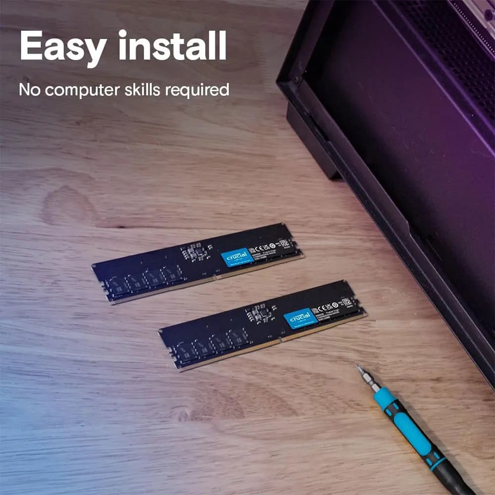 ذاكرة ألعاب سطح المكتب DDR5 من Crucial، 16GB، 5600MHz، 32GB، 4800MHz، UDIMM، 288Pin، PC5-38400، 44800، لـ Intel و AMD - 5